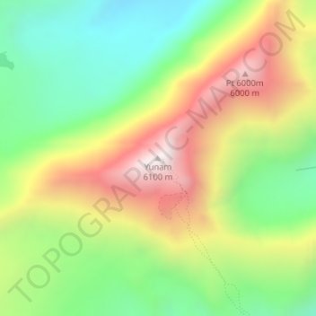 Carte topographique Yunam, altitude, relief
