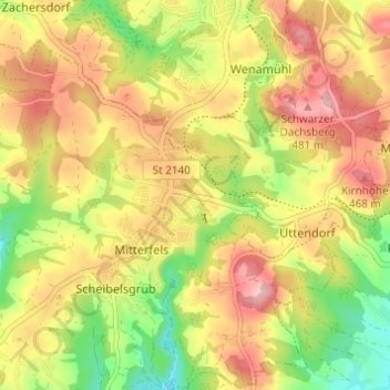 Carte topographique Kastenfeld, altitude, relief