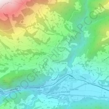 Carte topographique Seewis Dorf, altitude, relief