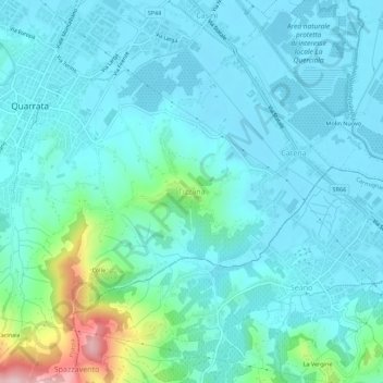 Carte topographique Tizzana, altitude, relief