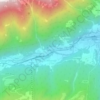 Carte topographique Mastellina, altitude, relief