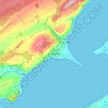 Carte topographique Fortrose, altitude, relief