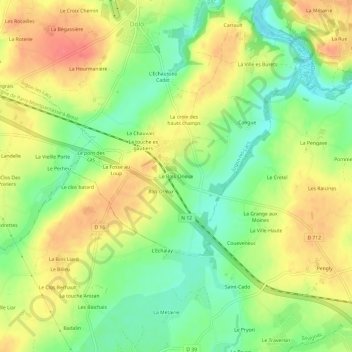 Carte topographique Le Bois Orieux, altitude, relief