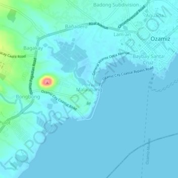 Carte topographique Malaubang, altitude, relief