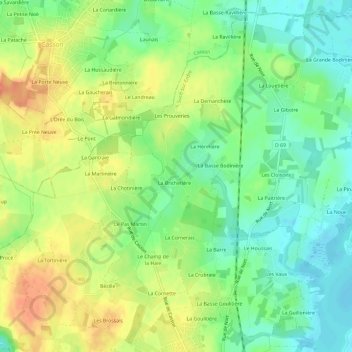 Carte topographique La Chauvelière, altitude, relief