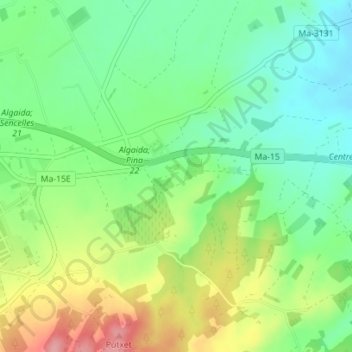 Carte topographique Son Cortana, altitude, relief