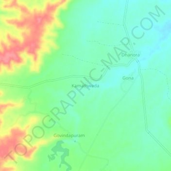 Carte topographique Kamathwada, altitude, relief