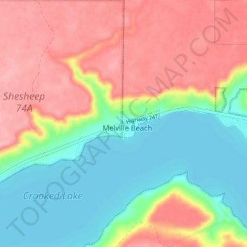 Carte topographique Melville Beach, altitude, relief