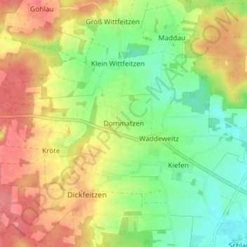 Carte topographique Dommatzen, altitude, relief