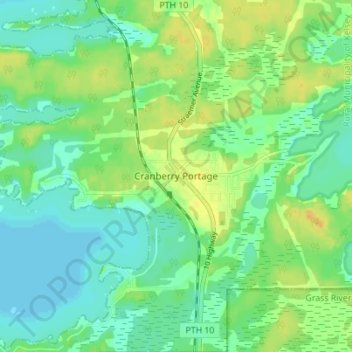 Carte topographique Cranberry Portage, altitude, relief