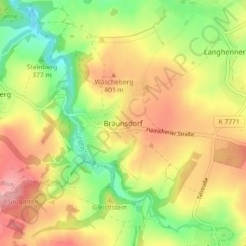Carte topographique Bräunsdorf, altitude, relief