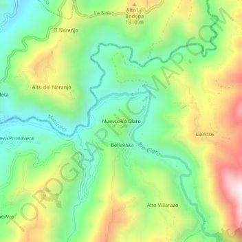 Carte topographique Nuevo Río Claro, altitude, relief
