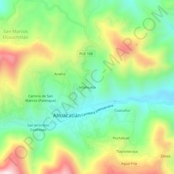 Carte topographique Ixtlahuaca, altitude, relief
