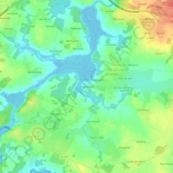 Carte topographique Kerphilippe, altitude, relief