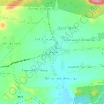 Carte topographique Pachikapalem, altitude, relief