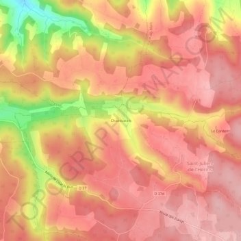 Carte topographique Chambaran, altitude, relief
