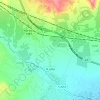 Carte topographique Horta de San Juan, altitude, relief