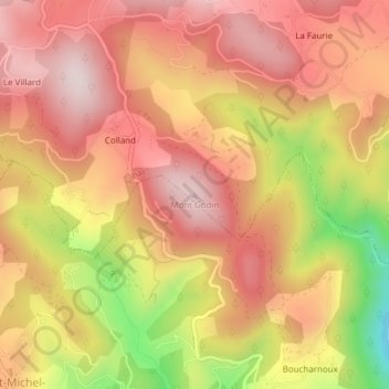 Carte topographique Mont Godin, altitude, relief