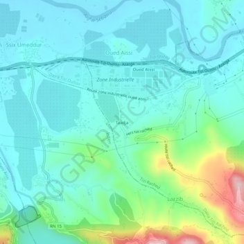 Carte topographique Taadja, altitude, relief