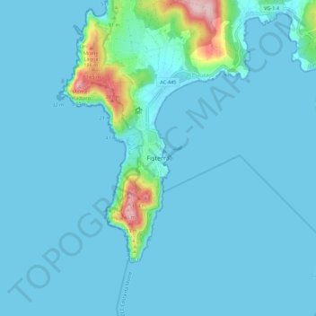 Carte topographique Fisterra, altitude, relief