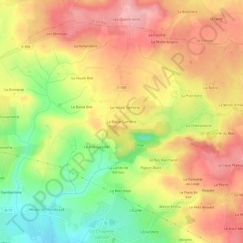 Carte topographique La Basse Gambrie, altitude, relief