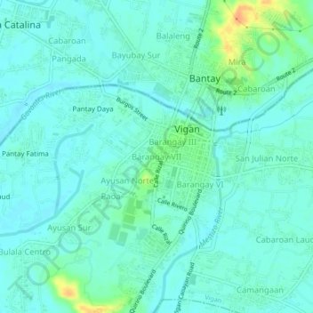 Carte topographique Barangay VII, altitude, relief