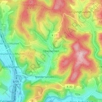 Carte topographique Obersetzen, altitude, relief