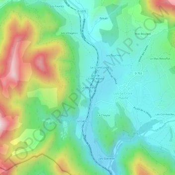 Carte topographique La Meyrie, altitude, relief