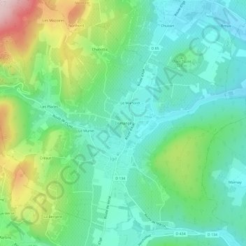 Carte topographique Domange, altitude, relief