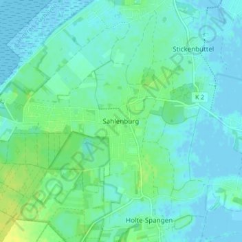 Carte topographique Sahlenburg, altitude, relief
