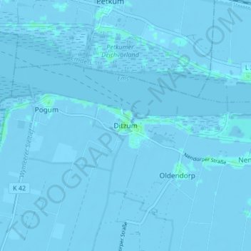 Carte topographique Ditzum, altitude, relief