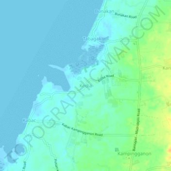 Carte topographique Kodia, altitude, relief