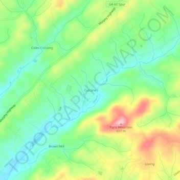 Carte topographique Cutcane, altitude, relief