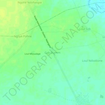 Carte topographique Gab Diamm, altitude, relief