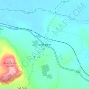 Carte topographique Pallasgreen, altitude, relief