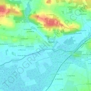 Carte topographique Brain-sur-Vilaine, altitude, relief