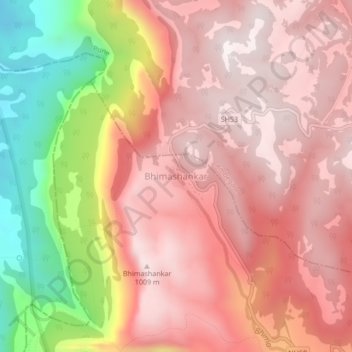 Carte topographique Bhimashankar, altitude, relief