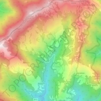 Carte topographique Caprile, altitude, relief