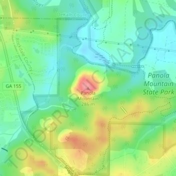Carte topographique Panola Mountain, altitude, relief