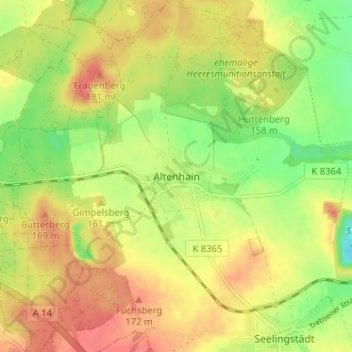 Carte topographique Altenhain, altitude, relief
