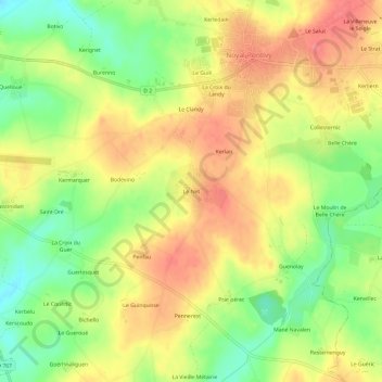 Carte topographique Le Net, altitude, relief