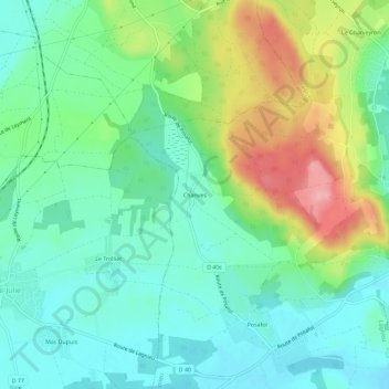 Carte topographique Chanves, altitude, relief