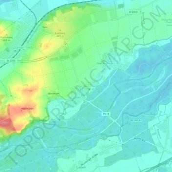 Carte topographique Oberhummel, altitude, relief