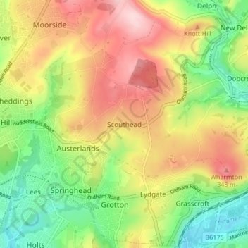Carte topographique Scouthead, altitude, relief