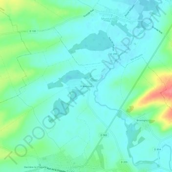 Carte topographique Villevoque, altitude, relief