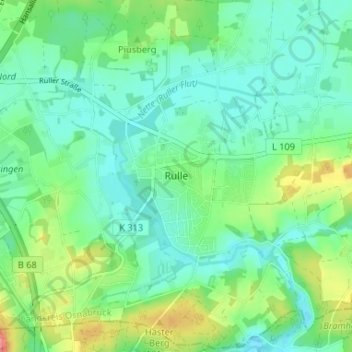 Carte topographique Rulle, altitude, relief