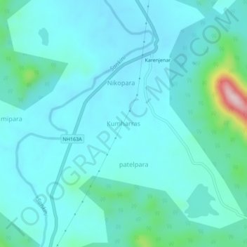 Carte topographique Kumharras, altitude, relief