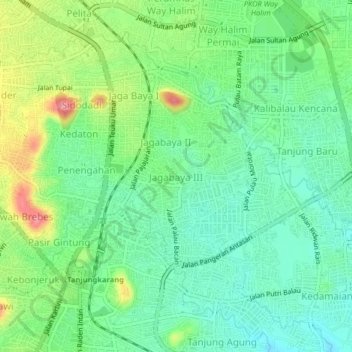 Carte topographique Jagabaya III, altitude, relief