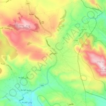 Carte topographique Tubas, altitude, relief