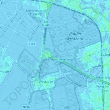 Carte topographique Middel, altitude, relief